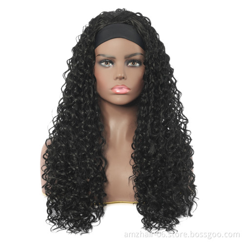 Factory Supplier Selling Unprocessed Natural Hair Headband Wigs For Women Peruvian Glueless Kinky Curly Human Hair Wigs In Stock